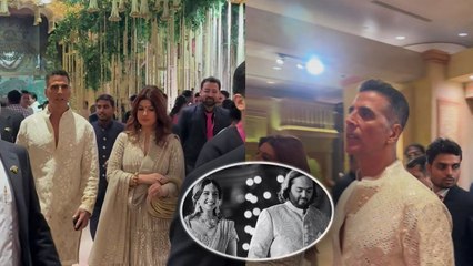 Télécharger la video: Anant Radhika Reception: Akshay Kumar wife Twinkle Khanna के साथ Reception में पहुंचे, Video Viral!