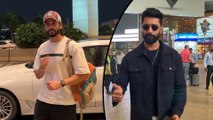 Kaushal Brothers Stopped At Mumbai Airport | Vicky's Arrival, While Sunny Departs