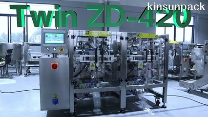 Twin double two type VFFS vertical form fill sealing machine high speed pack powder and sauce seperately