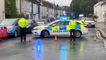 West Sussex flooding: Police guard blocked road in Worthing