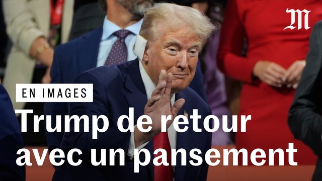 Donald Trump, pansement sur l’oreille, ovationné au début de la convention républicaine à Milwaukee