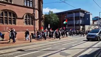 Protest March on Glossop Road, Sheffield, against attacks on Gaza