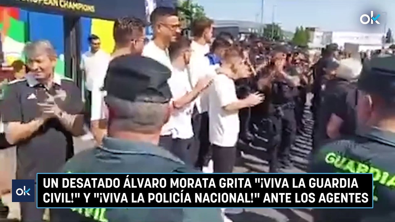 Un desatado Álvaro Morata grita "¡viva la Guardia Civil!" y "¡viva la Policía Nacional!" ante los agentes