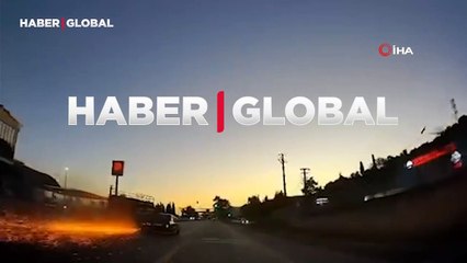 Seyir halinde ilginç görüntüler: Kıvılcımlarla ilerledi