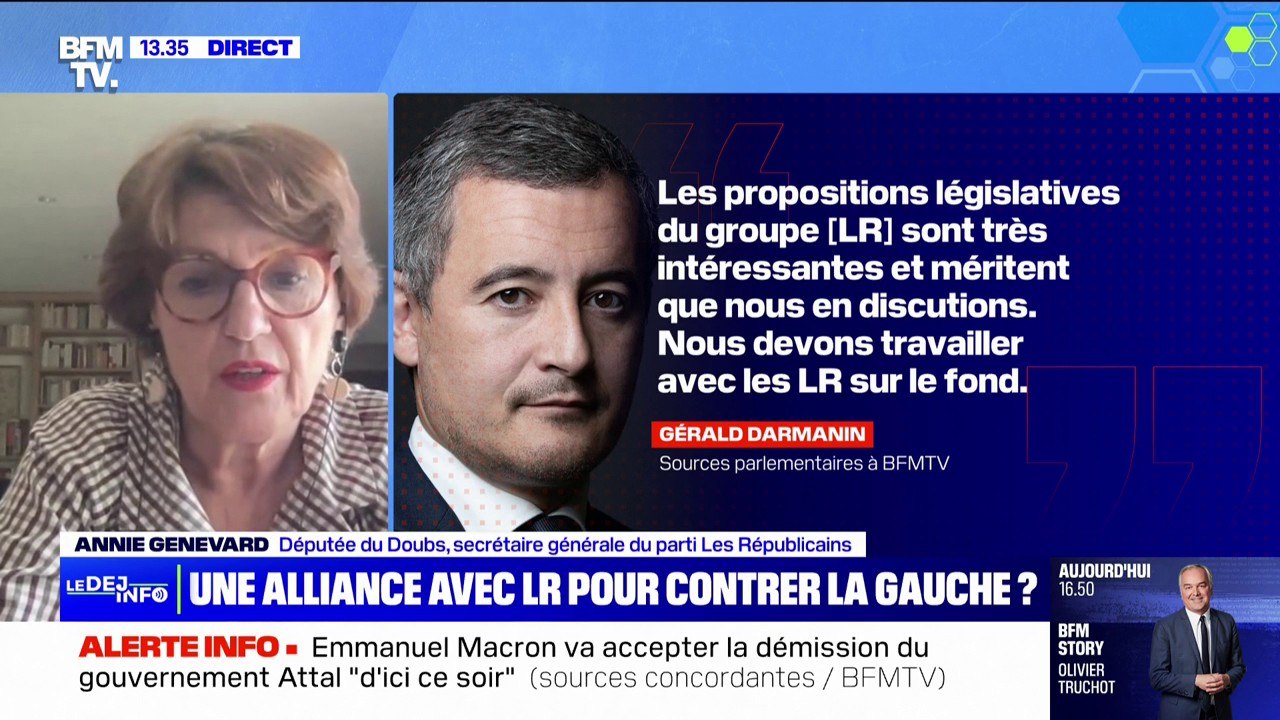 Démission du gouvernement Attal: "Il faut une certaine forme de stabilité jusqu'aux Jeux olympiques", estime Annie Genevard