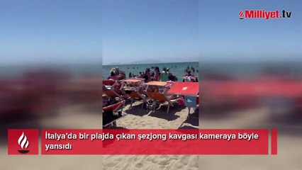 İtalya’da bir plajda çıkan şezjong kavgası kameraya böyle yansıdı