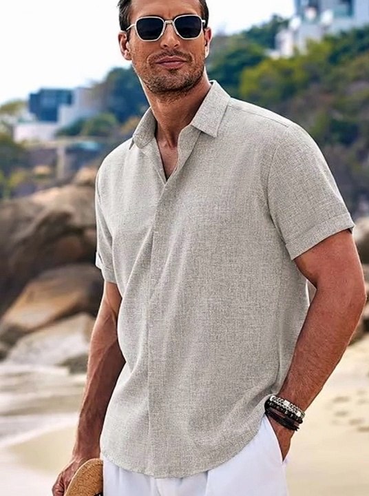 COOFANDY Men's Casual Henley Shirts Long Sleeve Band Collar Summer Linen Beach Hippie T Shirts 2024