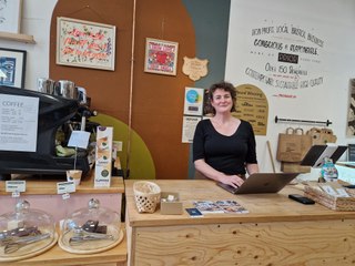 Prior Shop: We visit the new café space serving edible cups and supporting local charity - "Every cup of coffee makes a difference"