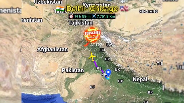 Delhi to Chicago Flight Route Air İndia travel journey flight aviation airplane