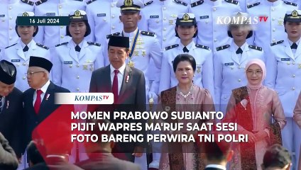Momen Prabowo Subianto Pijit Lengan Wapres Maruf Amin di Sela Sesi Foto Bareng Perwira TNI-Polri