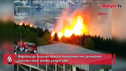 Atatürk Havalimanı’nda otluk alanda yangın çıktı