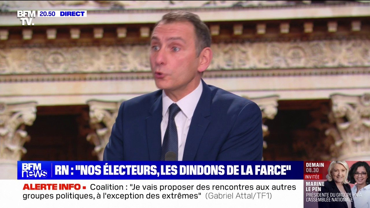 Assemblée nationale: "L'extrême gauche doit avoir des vice-présidents, l'ancienne majorité doit avoir des vice-présidents et nous aussi", estime Laurent Jacobelli (RN)