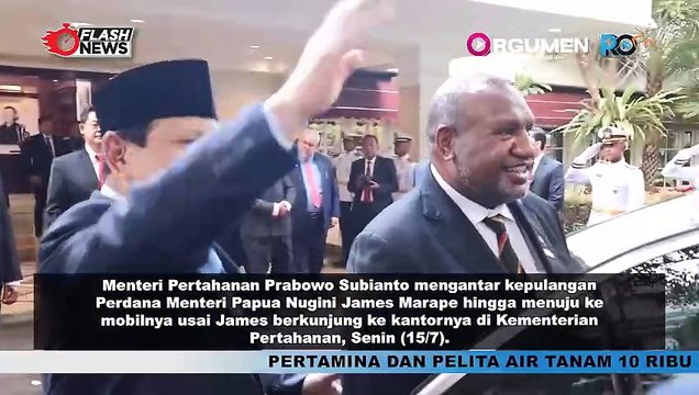Momen Hangat Menhan Prabowo Antar Pulang PM Papua Nugini Usai Kunjungi Kemhan