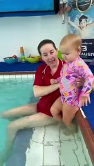 Lulu 16 Months Safety Turns Underwater _babyswimming _ _swimlessons _swimclass(360P)