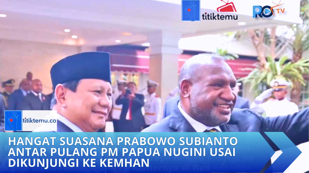 Hangat, Suasana  Prabowo Subianto Antar Pulang PM Papua Nugini Usai Dikunjungi ke Kemhan