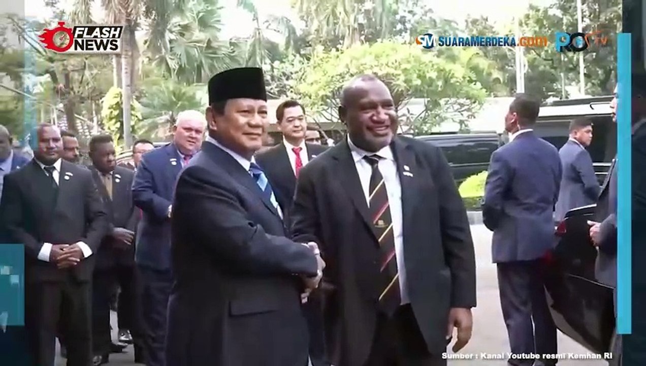 Momen Menteri Pertahanan Prabowo Subianto Terima Kunjungan Perdana Menteri Papua Nugini
