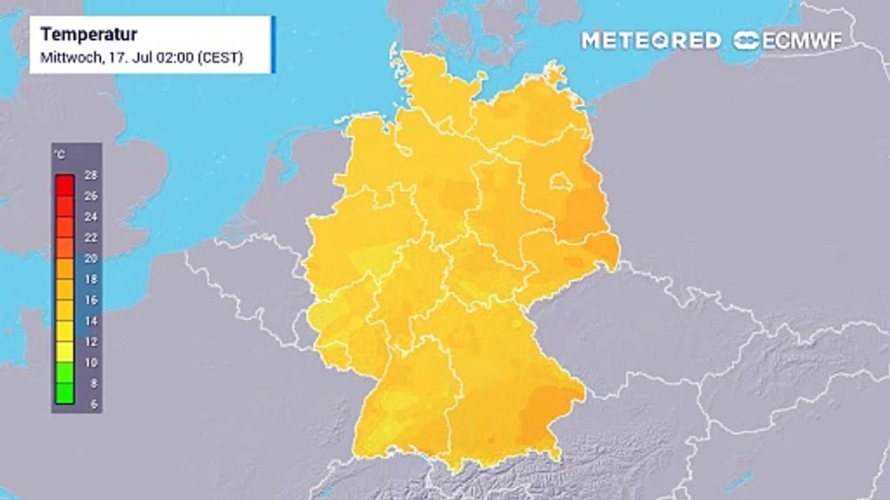 Jetzt wird´s in Deutschland heiß - Samstag bis 36°C!