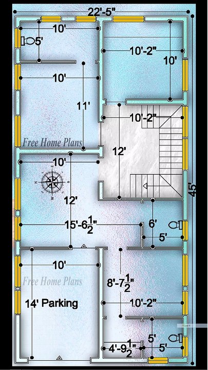 22.5x45 Wes facing 2bk Home plan