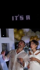 لحظة الكشف عن جنس مولود خالد الهريني ونورة العشماوي في دبي