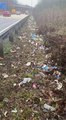 Motorway trash dumped on verge of carriageway