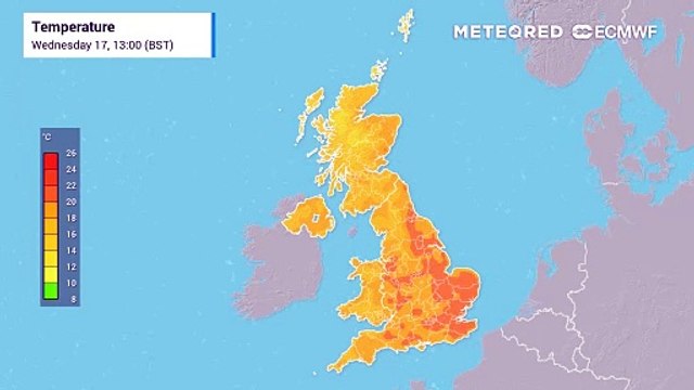 UK forecasted surface temperatures for the next few days
