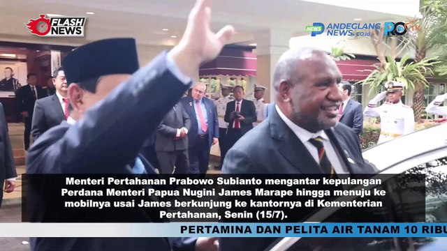 MOMEN HANGAT PRABOWO ANTAR PULANG PM PAPUA NUGINI USAI DIKUNJUNGI KE KEMHAN