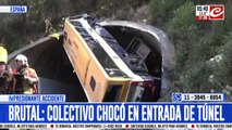Brutal accidente de colectivo en la entrada de un túnel
