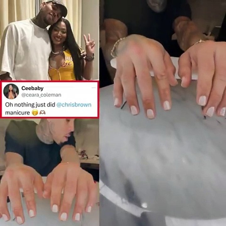 Chris Brown getting his nails done today 