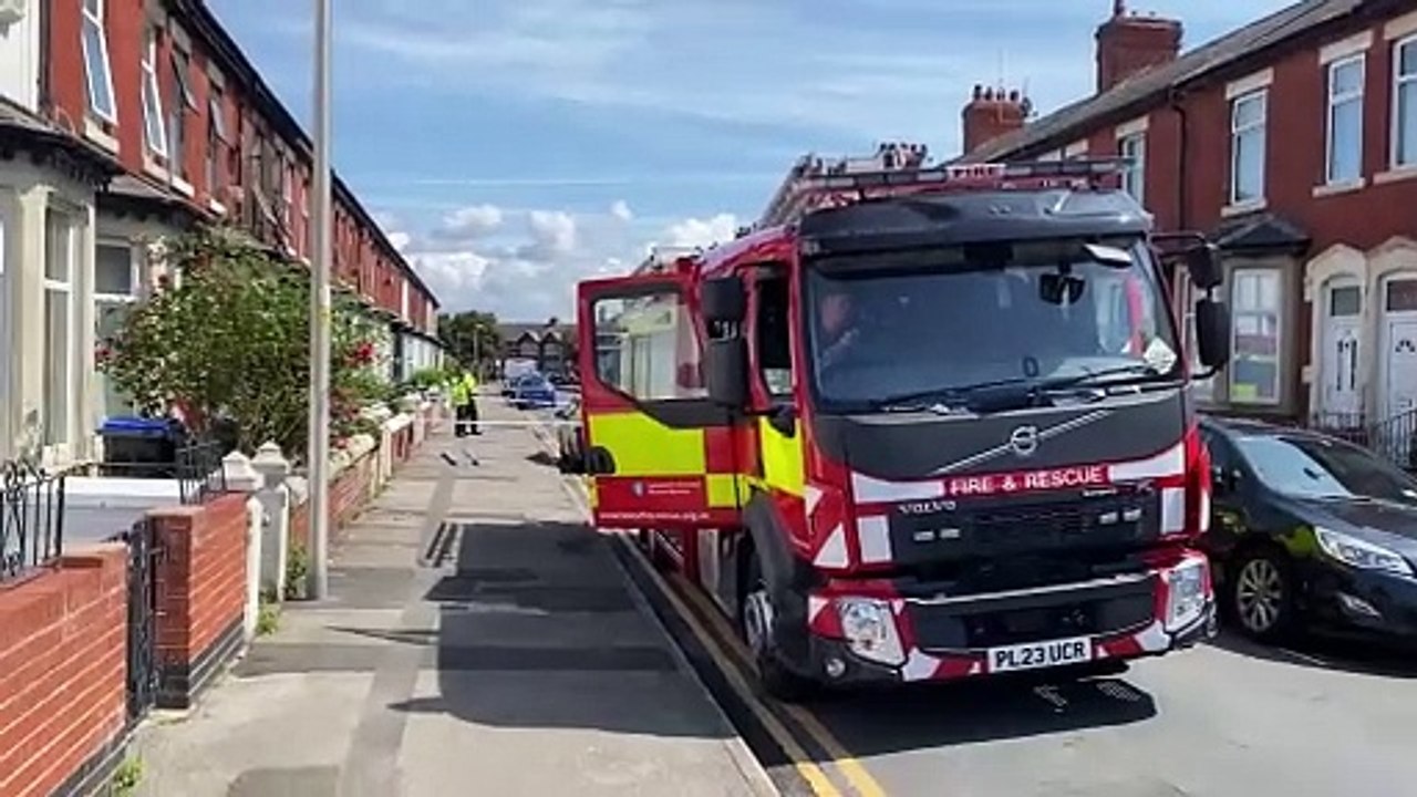 Peter Street in Blackpool cordoned off by Lancashire Police after fire breaks out at house