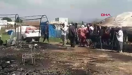 BURSA 'da mevsimlik işçilerin kaldığı çadırlarda yangın