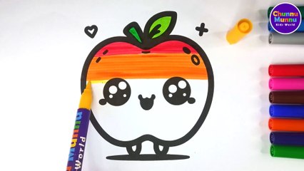 Simple Apple Painting & Coloring Page Marker Pen for Kids & Toddlers | Chunnu Munnu Kids World