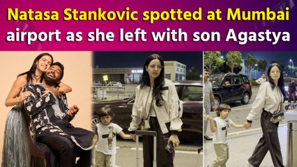 Natasa Stankovic spotted at Mumbai airport as she left with son Agastya