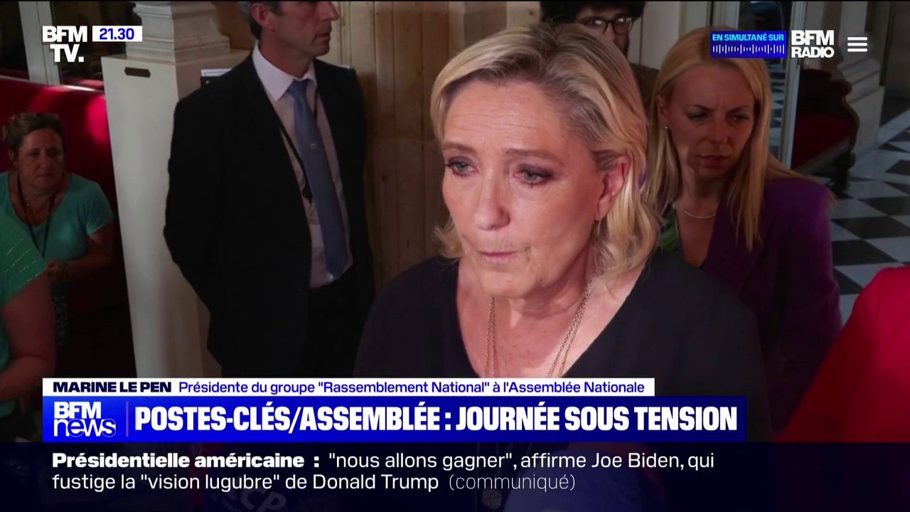 Marine Le Pen sur les postes clés de l'Assemblée: "Nous avons fait le choix de considérer (...) que le bureau soit représentatif de l'ensemble des forces politiques"