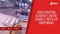 Vídeo mostra acidente entre carro e moto em Arapongas; assista