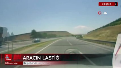 Kırşehir'de seyir halindeki aracın lastiği fırladı