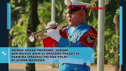 Momen Akrab Prabowo, Jokowi dan Ma'ruf Amin di Upacara Prasetya Perwira (PRASPA) TNI dan POLRI di Istana Merdeka
