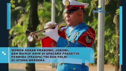 Momen Akrab Prabowo, Jokowi dan Ma'ruf Amin di Upacara Prasetya Perwira (Praspa) TNI dan Polri di Istana Merdeka
