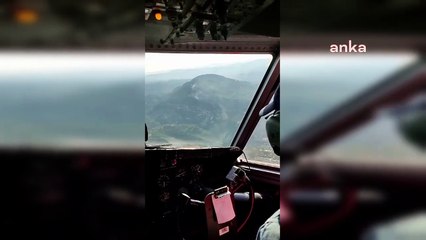 Bergama’daki orman yangının havadan görüntüleri