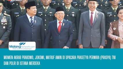 Momen Akrab Prabowo, Jokowi, Ma'ruf Amin di Upacara Prasetya Perwira (PRASPA) TNI dan Polri di Istana Merdeka