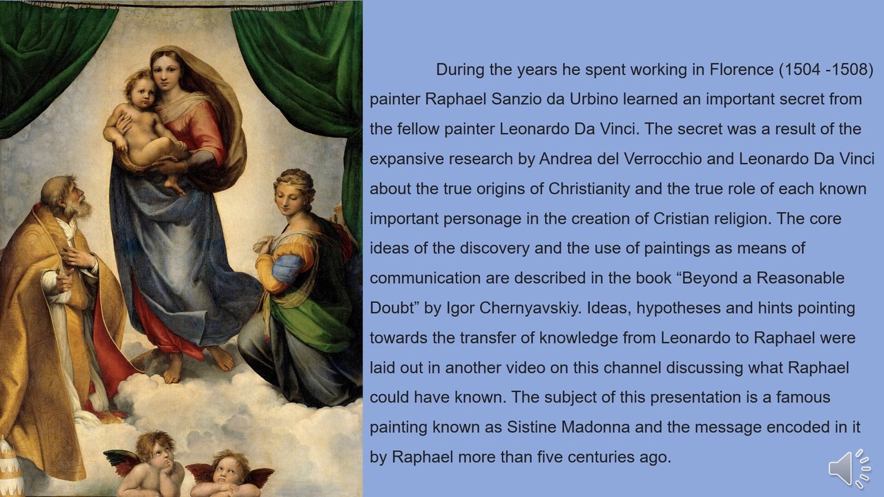 Sistine Madonna as a message of Raphael and a body of evidence