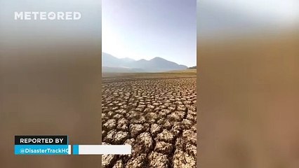 The extreme drought leaves Lake Pergusa completely dry in Sicily, Italy