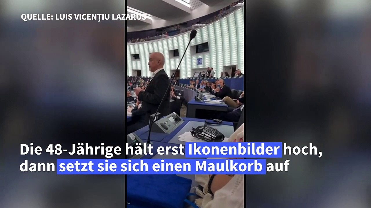 Bizarrer Auftritt von rumänischer Rechtsaußen-Politikerin im EU-Parlament