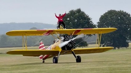 Gran, 80, beats fear of heights with 100mph wing walk