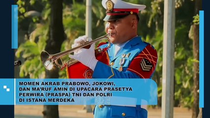 Momen Akrab Prabowo, Jokowi dan Ma'ruf Amin di Upacara Prasetya Perwira