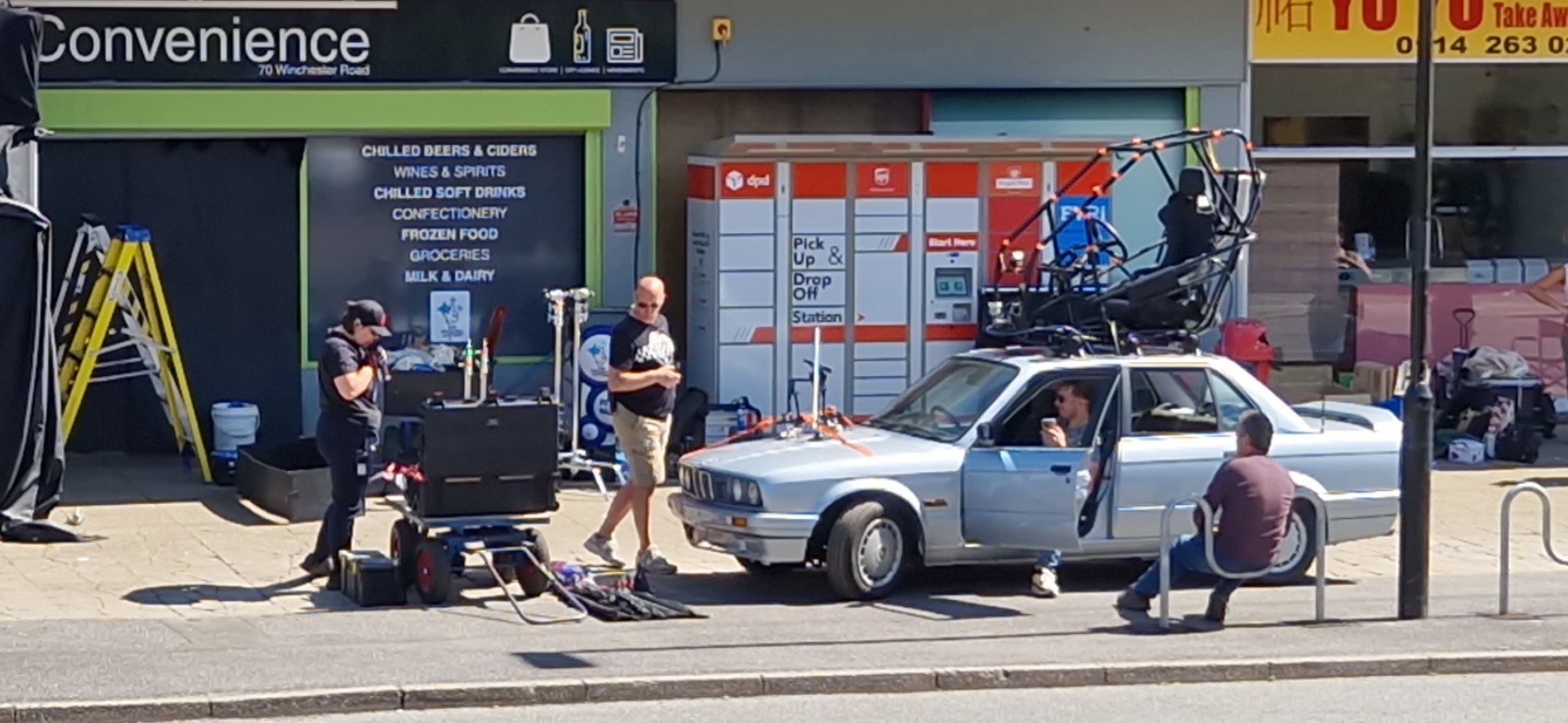 ⁣Film crews at Barncliffe Road, near Lodge Moor, Sheffield, filming for BBC drama Reunion