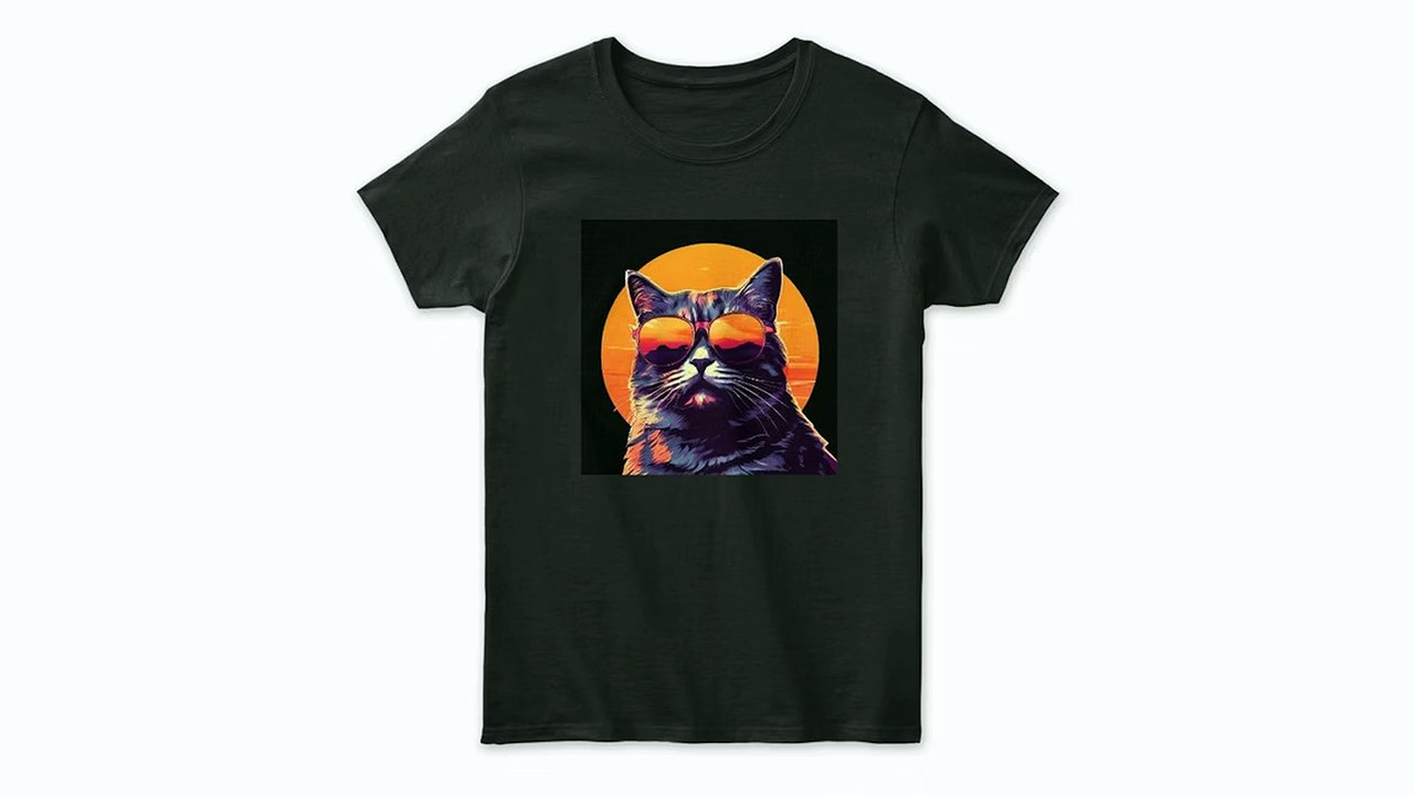 Cat adorned in oversized sunglasses facing the lens T-Shirt Hodies mens womens fit many color size