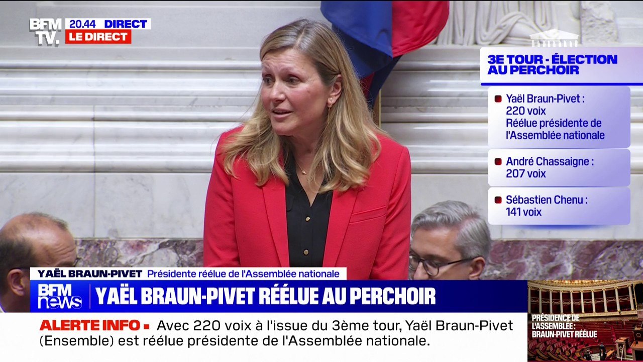 "Les dernières semaines ont été extrêmement tendues, nous avons pu voir un pays inquiet et fracturé": les premiers mots de Yaël Braun-Pivet après sa réélection au perchoir