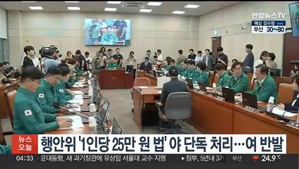 행안위 '1인당 25만원' 법안 야 단독으로 처리…국민의힘 반발