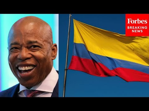 NYC Mayor Eric Adams Holds Flag Raising Ceremony To Celebrate NYC's Colombian Community