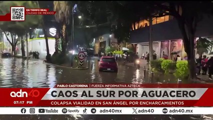 Caos al sur de la CDMX: aguacero provoca colapso vial por encharcamiento